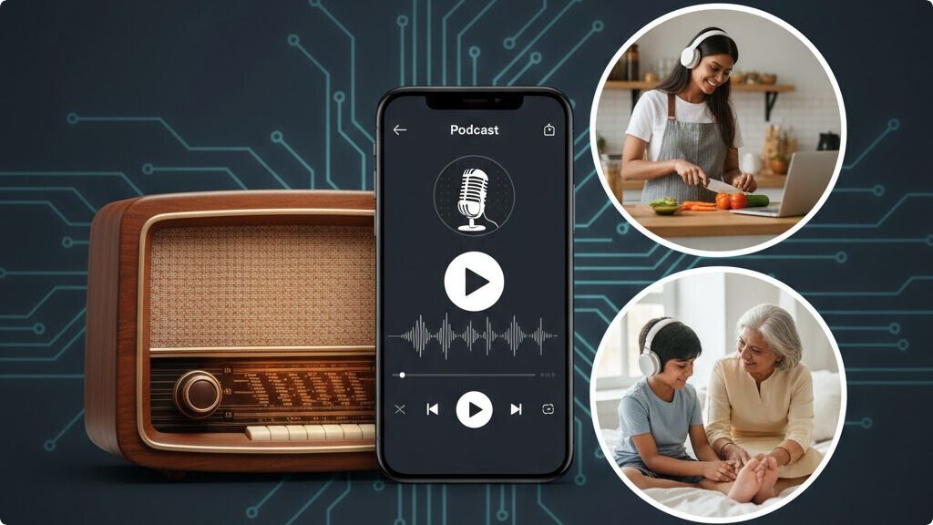 भारत में रेडियो ने पॉडकास्ट तक का लंबा सफर तय किया। ऑडियो सुनने वाला चीन और अमेरिका के बाद दुनिया का तीसरा सबसे बड़ा देश बन गया है भारत।